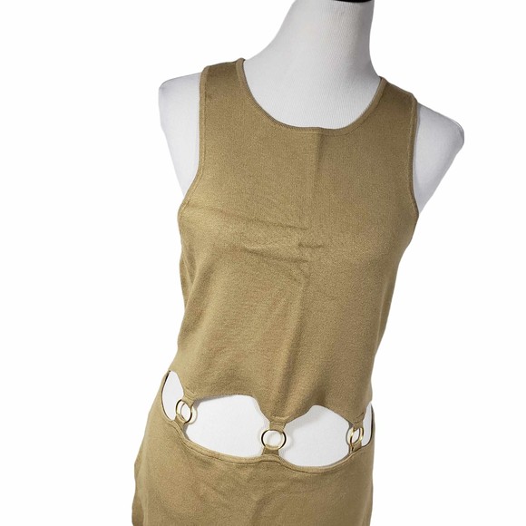 Forever 21+ Plus 3X Tan O-Ring Open Stomach Knit Sleeveless Mini Dress - Picture 2 of 7